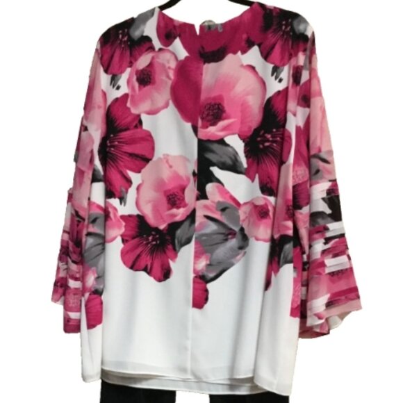 Alfani Woman Size 3X Pull-on Top Blouse Tunic Lined bodice White Pink Gray Black - Picture 4 of 7